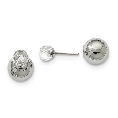 Ball with Clear Glass Reversible Ball Post Earrings Stainless Steel Polished SRE1058, MPN: SRE1058,…