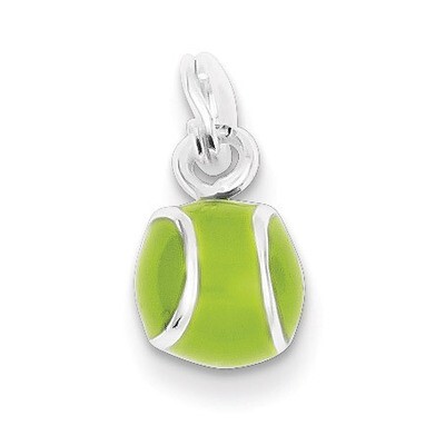 Green Enameled Tennis Ball Charm Sterling Silver QC7211, MPN: QC7211, 883957546940
