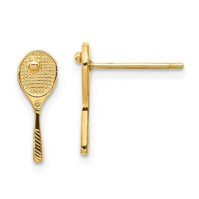 Mini Tennis Racquet with Ball Post Earrings 10k Gold 10TC614, MPN: 10TC614, 191101567223
