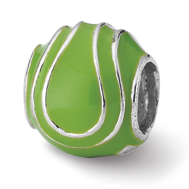 Enameled Tennis Ball Bead Sterling Silver fits Pandora bracelets