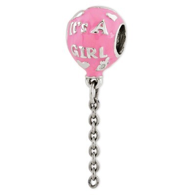Enameled It&#39;s a Girl Balloon Bead - Sterling Silver QRS2961, MPN: QRS2961, 883957483283