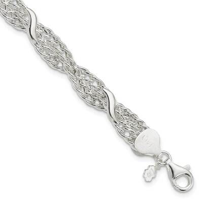 Fancy Twisted Double Chain Bracelet Sterling Silver QG5873-7.5, MPN: QG5873-7.5,