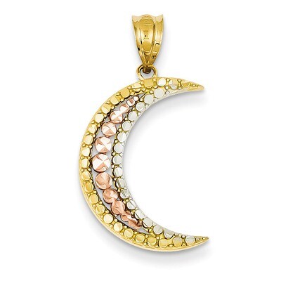Yellow, Rose and Rhodium Diamond-cut Moon Pendant 14k Gold K3199, MPN: K3199, 886774098968
