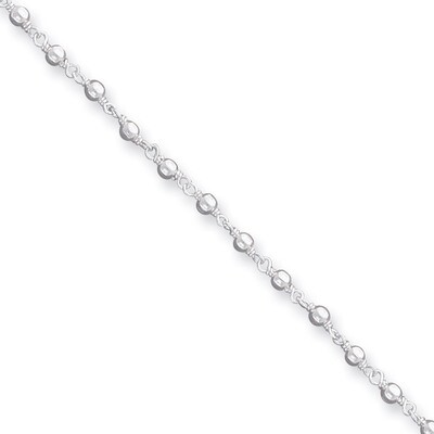 10 Inch Bead Anklet Sterling Silver Fancy QG1361-10, MPN: QG1361-10, 883957946962