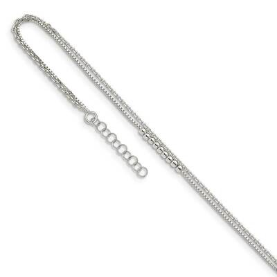 2-Strand Beaded with 1 inch Extender Anklet Sterling Silver QG4737-9, MPN: QG4737-9, 886774115658