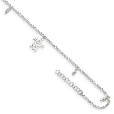 Turtle &amp; Dangle Beads with 1 inch Extender Anklet Sterling Silver QG4741-9, MPN: QG4741-9, 88677409…