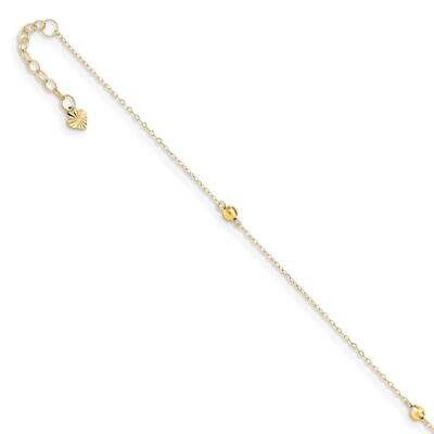 Mirror Beads 9 Inch Plus 1 Inch Extender Anklet 14k Gold ANK326-9, MPN: ANK326-9, 883957186511