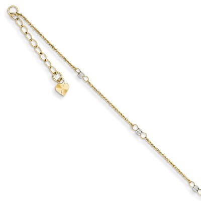 Ropa Mirror Bead with 1in Ext Anklet 9 Inch 14k Two-Tone Gold ANK265-9, MPN: ANK265-9, 886774988412
