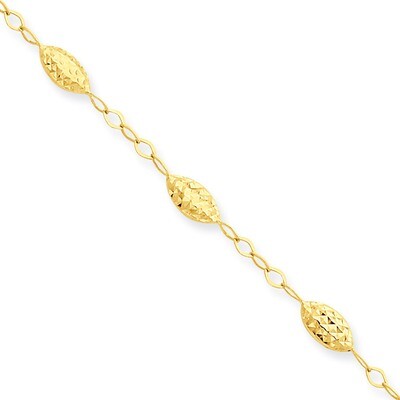 Puff Rice Bead with 1in ext Anklet 10 Inch 14k Gold ANK224-10, MPN: ANK224-10, 886774311760