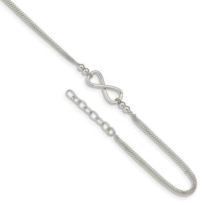 2-Strand Beaded Infinity Symbol with 1 inch Extender Anklet Sterling Silver QG4722-9, MPN: QG4722-9…