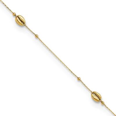 Shells and Bead 9 Inch Plus 1 Inch Extender Anklet 14k Gold Polished ANK325-9, MPN: ANK325-9, 88395…