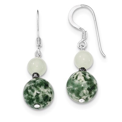 Green Moss Agate &amp; Green Quartz Earring Sterling Silver QE4253, MPN: QE4253, 886774079691