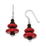 Black Agate and Red Reconstructed Magnesite Earrings Sterling Silver QE12861, MPN: QE12861, 8839578…