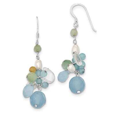 Blue Lace Agate Opalite Amazonite Cultured Pearl Earrings Sterling Silver QE2555, MPN: QE2555, 8867…
