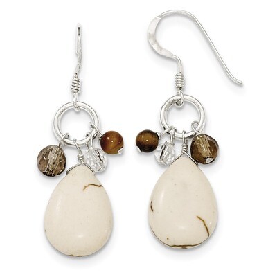 Crazy Lace Agate Clear &amp; Smokey Qtz Tiger Eye Earrings Sterling Silver QE5603, MPN: QE5603, 8867740…