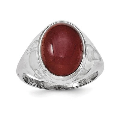 Red Agate Ring Sterling Silver Rhodium-plated QR6294, MPN: QR6294, 886774675916