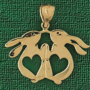 Dazzlers Jewelry Rabbit Double Hraet Pendant Necklace Charm Bracelet in Yellow, White or Rose Gold …