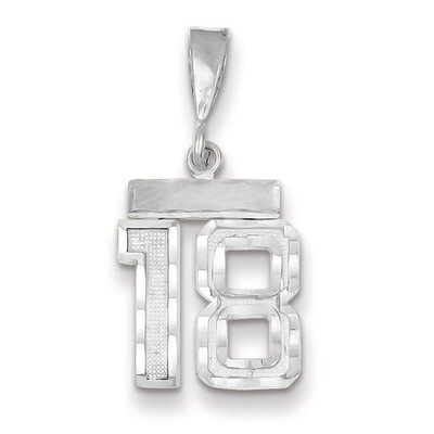 Number 18 Charm Small Diamond -cut 14k white Gold WSN18, MPN: WSN18, 883957111582
