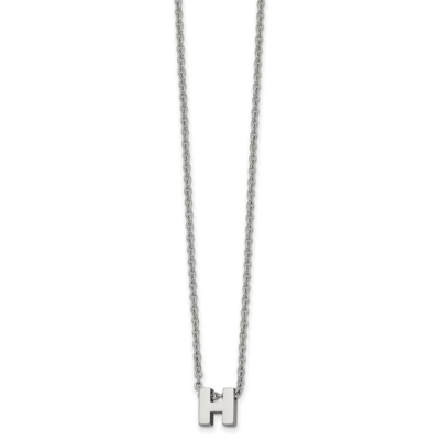 letter H 2 Inch Extension 18 Inch Necklace Stainless Steel Polished SRN2497H-18 by Chisel, MPN: SRN…