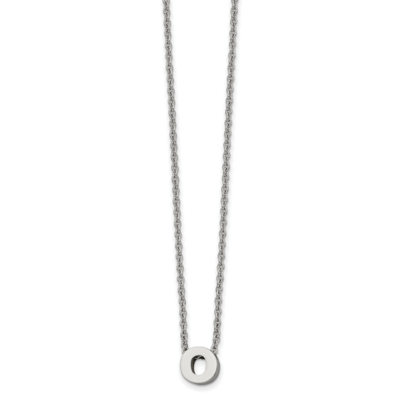 letter O 2 Inch Extension 18 Inch Necklace Stainless Steel Polished SRN2497O-18 by Chisel, MPN: SRN…