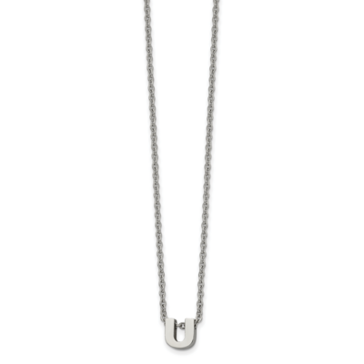 letter U 2 Inch Extension 18 Inch Necklace Stainless Steel Polished SRN2497U-18 by Chisel, MPN: SRN…