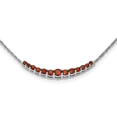 Garnet Pendant with Necklace 18 Inch Sterling Silver Rhodium-plated QX990GA-18, MPN: QX990GA-18, 84…