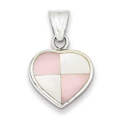 Sterling Silver White Shell Heart Pendant QP583