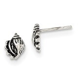 Sea Shell Post Earrings Sterling Silver Polished and Antiqued QE11804, MPN: QE11804, 883957778938