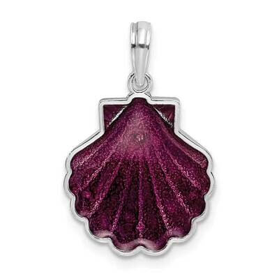 Enameled Small Purple Shell Pendant Sterling Silver Polished QC10726, MPN: QC10726, 637218170982