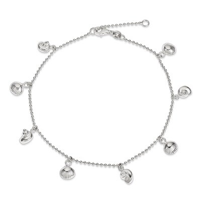 9 Inch Sea Shell Anklet Sterling Silver Polished QG2785-9, MPN: QG2785-9, 886774750705