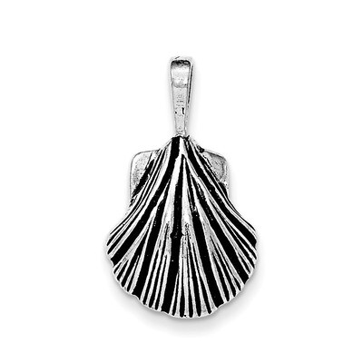 Antiqued &amp; Textured Clam Shell Pendant Sterling Silver QC8708