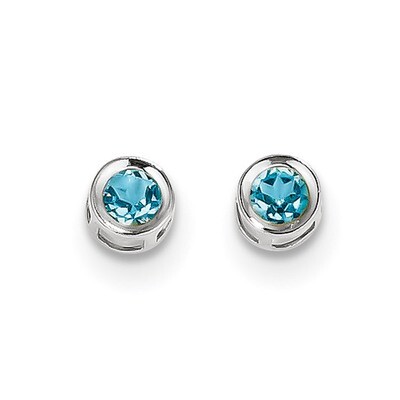 4mm Blue topaz December Earrings 14k white Gold XBE252, MPN: XBE252, 886774612720
