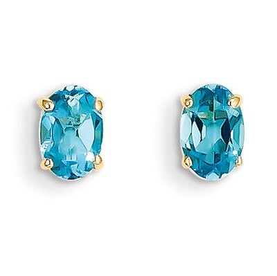 6x4 Oval December/Blue Topaz Post Earrings 14k Gold XBE24, MPN: XBE24, 883957086941