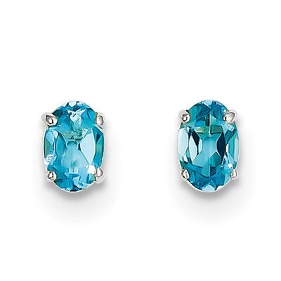 6x4mm December Blue Topaz Post Earrings 14k white Gold XBE312, MPN: XBE312, 191101433931
