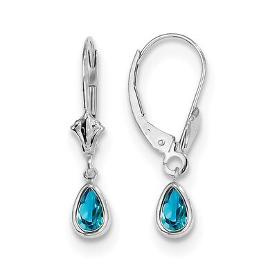 6x4mm Blue Topaz December Earrings 14k white Gold XBE288, MPN: XBE288, 191101433696