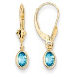 6x4 Oval Bezel December/Blue Topaz Leverback Earrings 14k Gold XBE108, MPN: XBE108, 883957227771