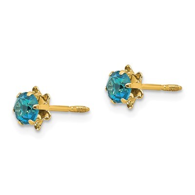 4mm Blue Topaz December Screwback Earrings - 14k Gold SE170 by Madi K, MPN: SE170, 886774997575