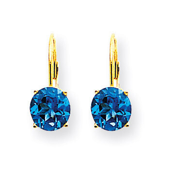 7mm Blue Topaz Leverback Earrings 14k Gold XLB113BT, MPN: XLB113BT, 883957119960