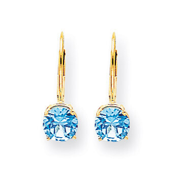 6mm Blue Topaz Leverback Earrings 14k Gold XLB112BT, MPN: XLB112BT, 883957119755