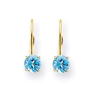 5mm Blue Topaz Leverback Earrings 14k Gold XLB111BT, MPN: XLB111BT, 883957119601