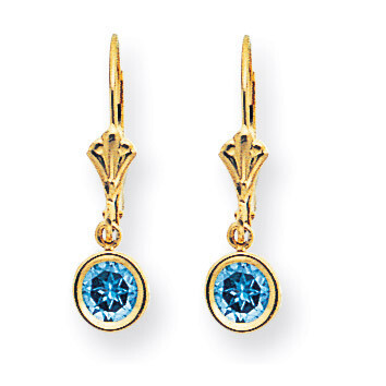 5mm Blue Topaz Leverback Earring 14k Gold XLB100BT, MPN: XLB100BT, 883957117997