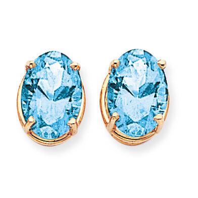 14x10mm Oval Blue Topaz Earrings 14k Gold XE92BT, MPN: XE92BT, 883957109381