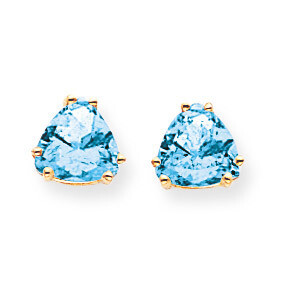 7mm Trillion Blue Topaz Earrings 14k Gold XE95BT, MPN: XE95BT, 883957110059