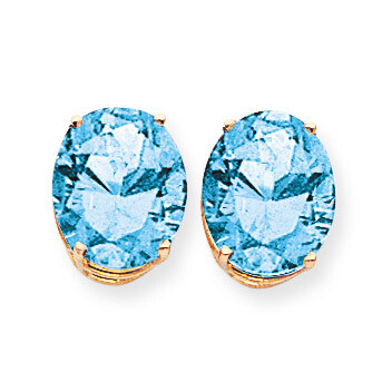 12x10mm Oval Blue Topaz Earrings 14k Gold XE91BT, MPN: XE91BT, 883957109176