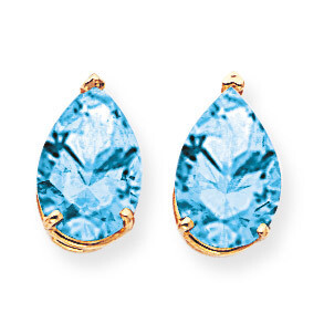 12x8mm Pear Blue Topaz Earrings 14k Gold XE84BT, MPN: XE84BT, 883957105123