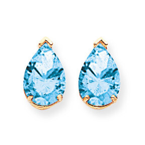 10x7mm Pear Blue Topaz Earrings 14k Gold XE83BT, MPN: XE83BT, 883957104768