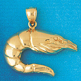 Dazzlers Jewelry Shrimp Pendant Necklace Charm Bracelet in Yellow, White or Rose Gold 1030, MPN: DZ…