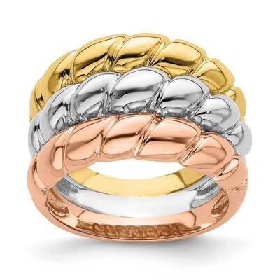 Triple Shrimp Band 14k Tri-Color Gold R886, MPN: R886, 196904044735