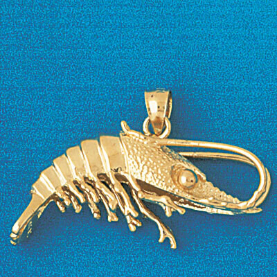 Dazzlers Jewelry Shrimp Pendant Necklace Charm Bracelet in Yellow, White or Rose Gold 1029, MPN: DZ…