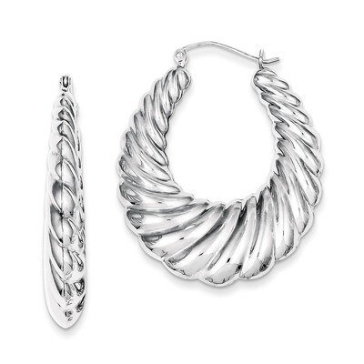 Fancy Shrimp Hoop Earrings Sterling Silver Rhodium-plated QE4720, MPN: QE4720, 883957933238